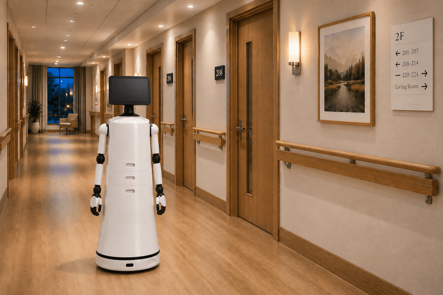 CareMate robot on a privacy-preserving safety round